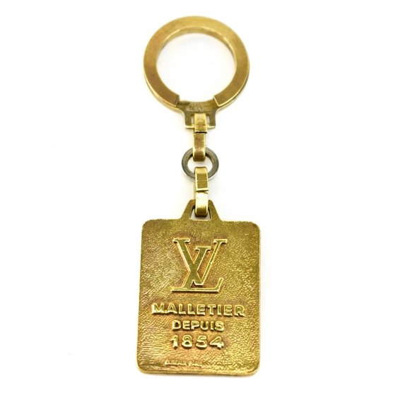 LOUIS VUITTON "Malletier Depuis LV" Logo Key Chain - Picture 1 of 9